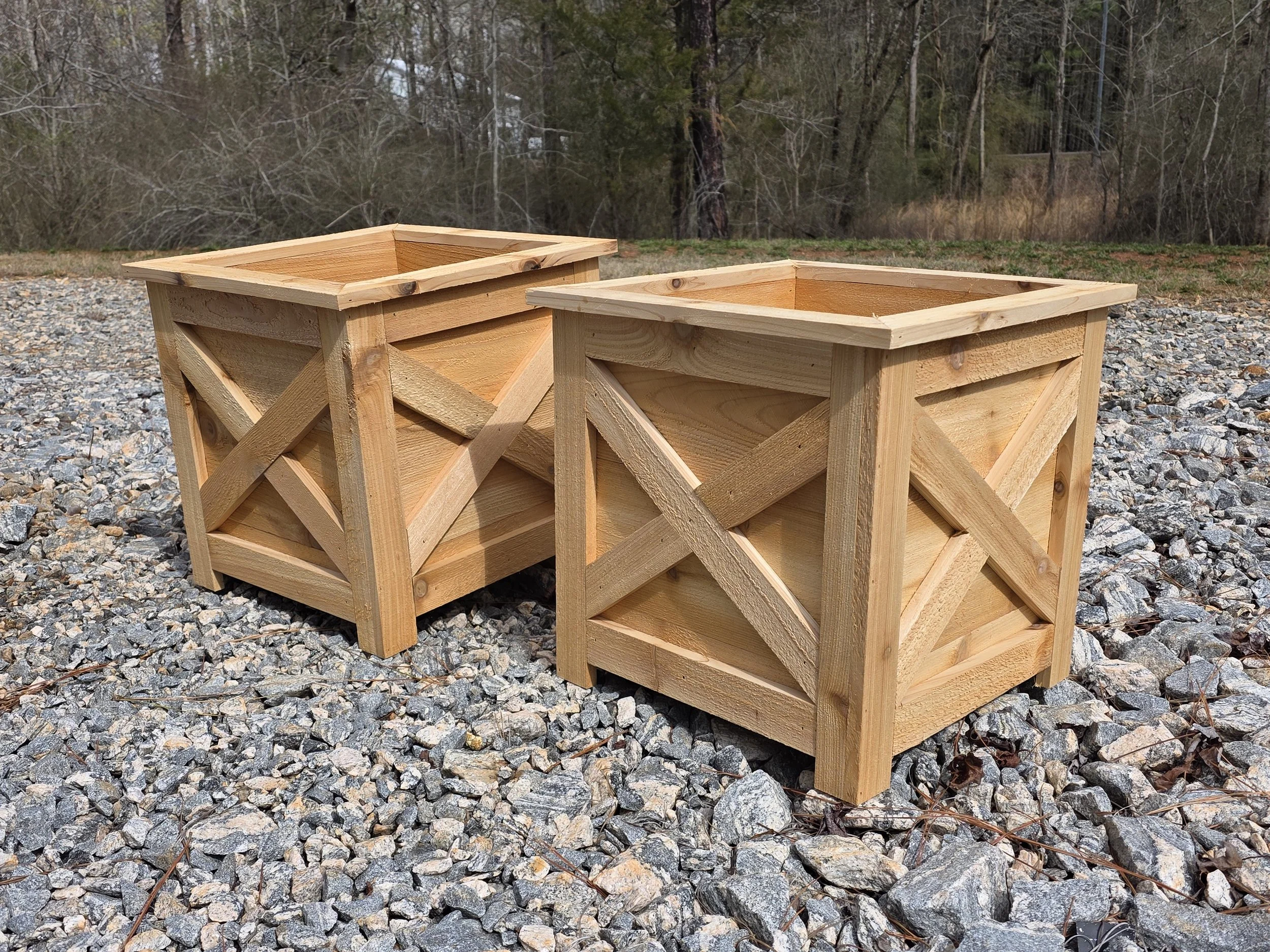 Custom Cedar Planters with X styling