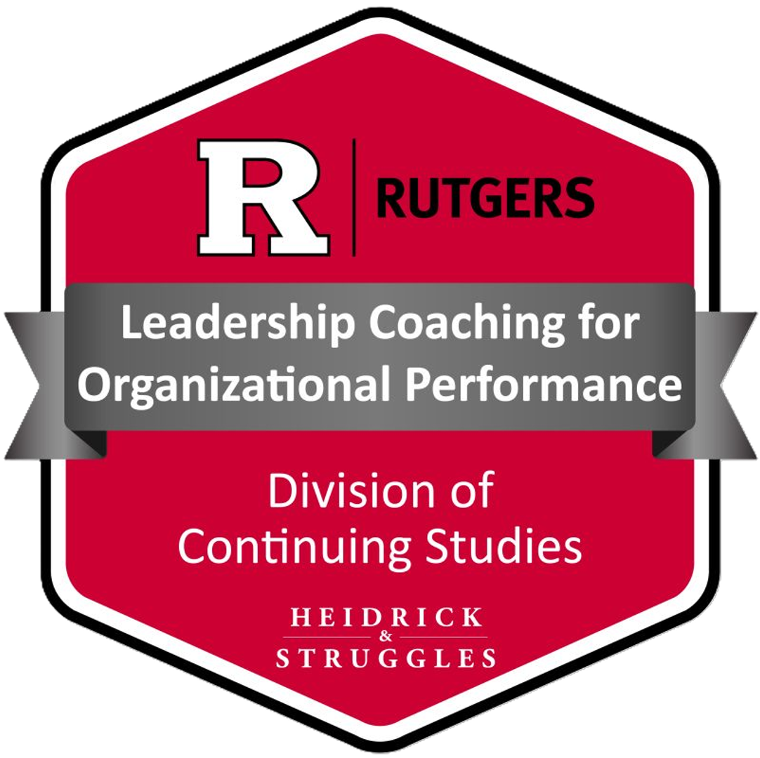 Rutgers Leadership Coaching for Organizational Performance, Division of Continuing Studies, Heidrick & Struggles logo.