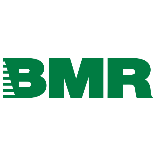 Logo de BMR en vert avec des lignes noires