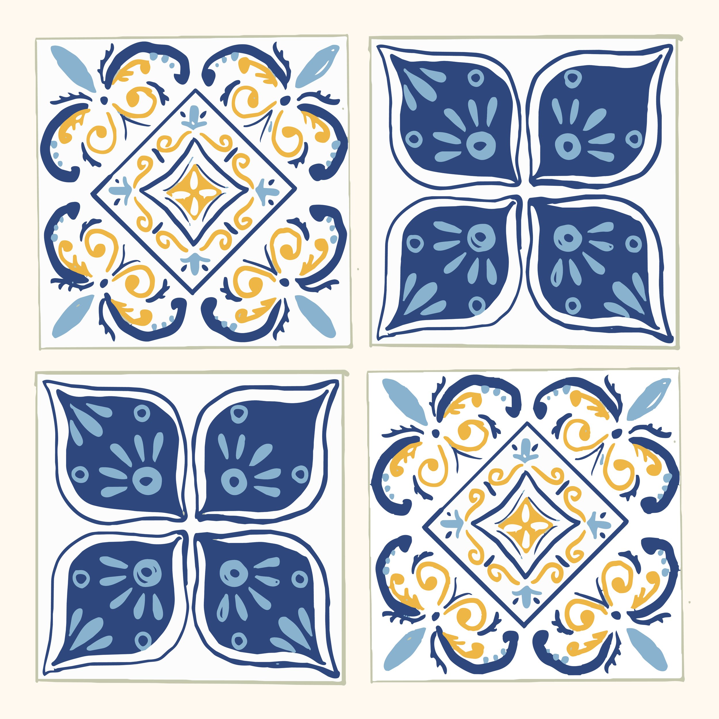 Italian Tile Illustration (Endpaper)