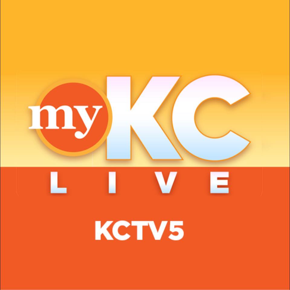 Logo for my KC Live, a local television program on KCTV5, featuring orange, yellow, and white colors with bold text.