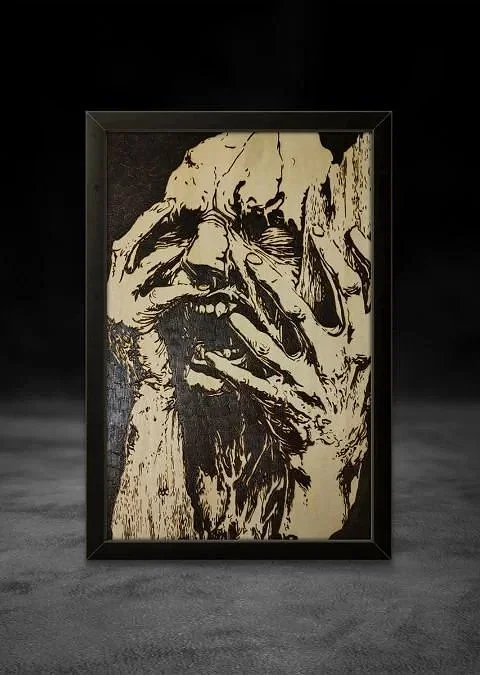 screaming face with hands covering face in turmoil