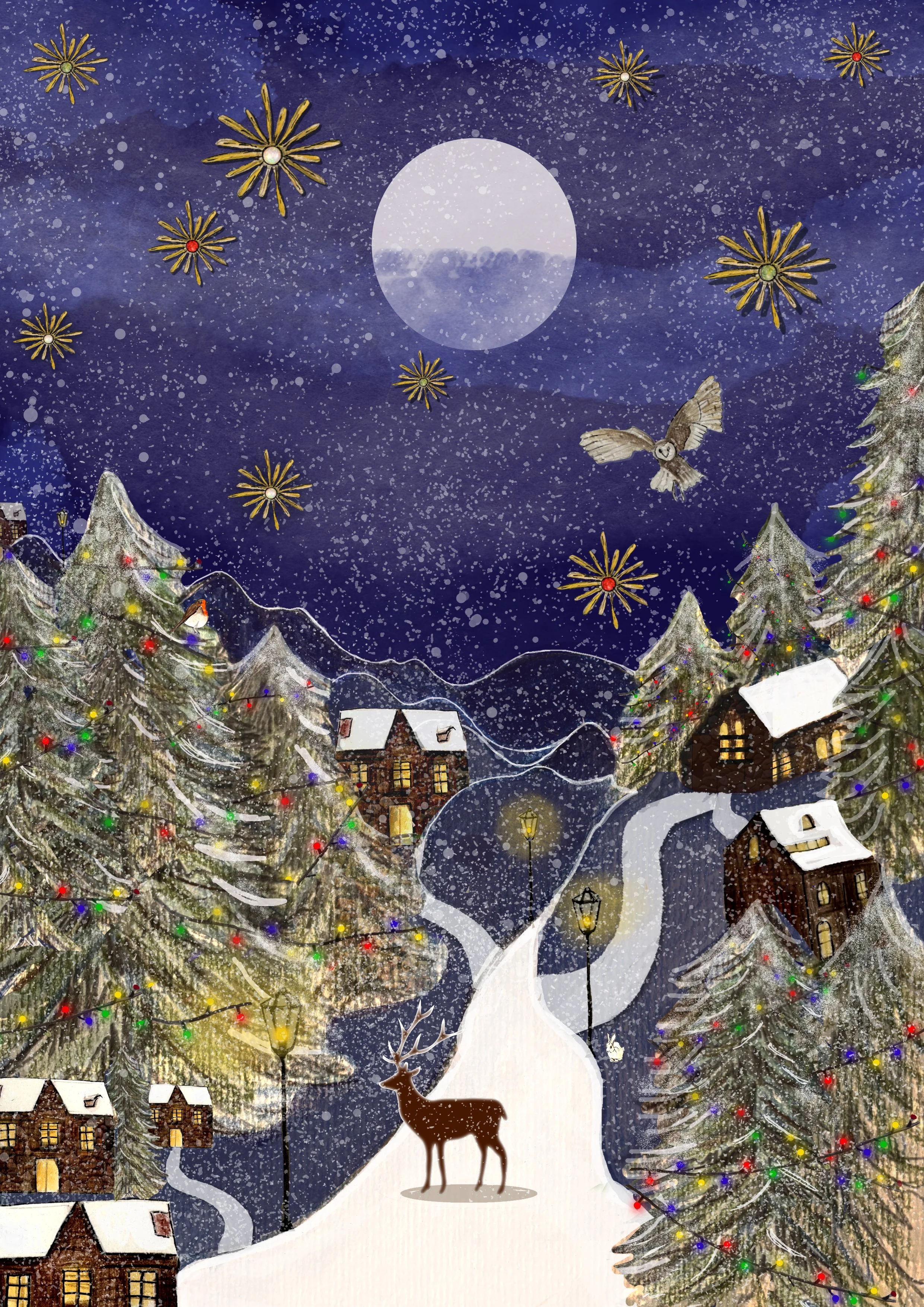 Commercial brand collaboration: hand-drawn greetings card illustration for Jewellery brand