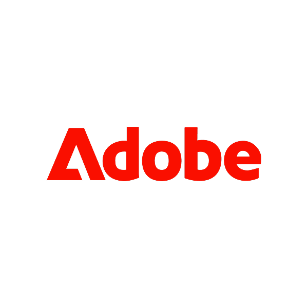 Adobe logo with the word 'Adobe' in red text against a black background.