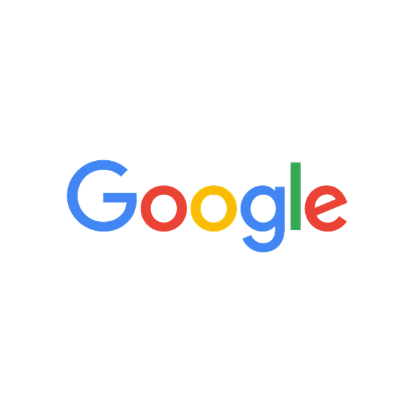 Google logo with colorful letters on a black background.