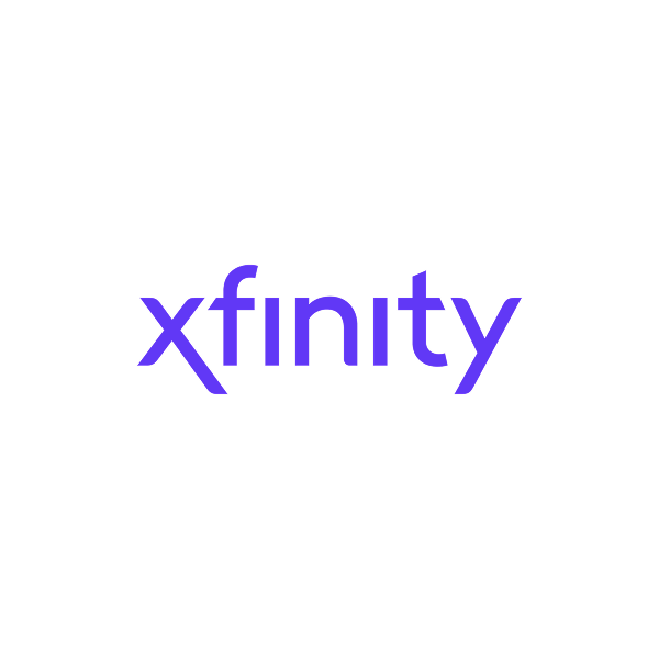 The Xfinity logo with the word 'xfinity' in purple text on a black background.