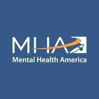 Logo for the Mental Health America organization featuring the initials 'MH' and an arrow, with 'Mental Health America' text below.