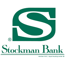 Logo of Stockman Bank with a large stylized ‘S’ and the bank's name beneath