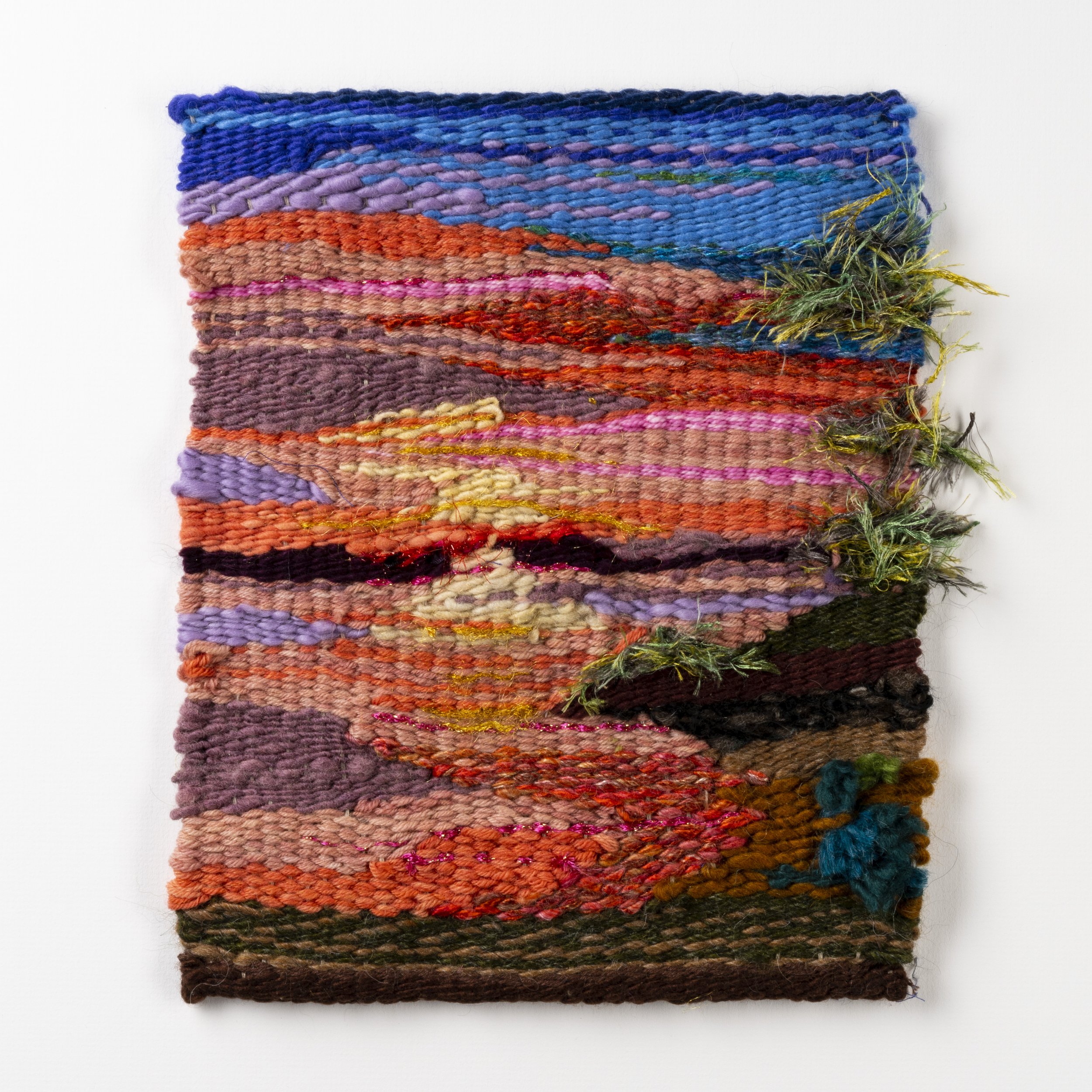 Evening Magic - Woven Tapestry - Hand sup & Natural Dyed Wool & Silk - Framed 18" x 18"  = $1200