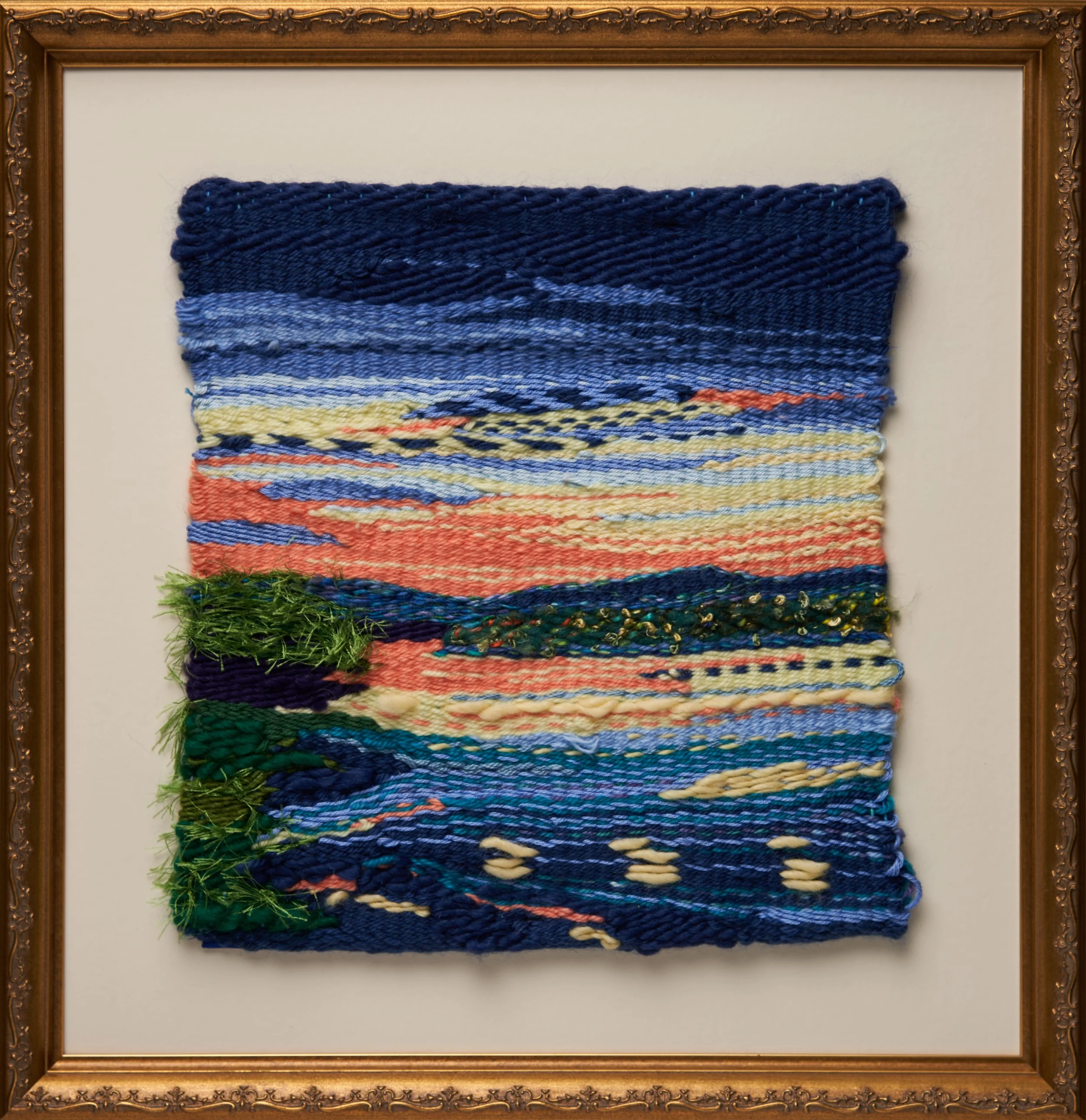 Sunrise  - Sunset - Woven Tapestry -  Framed 18" x 18"   2021 