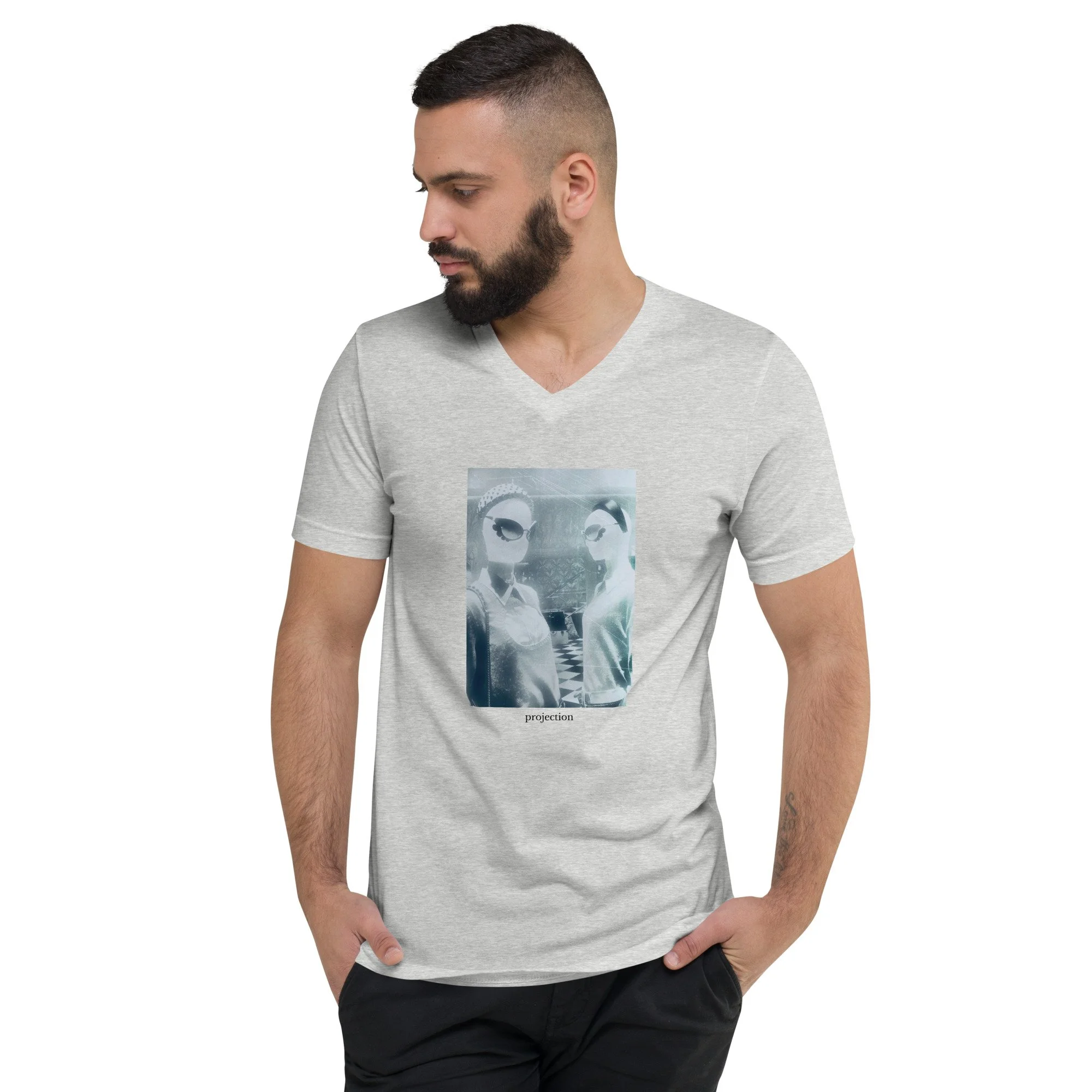 work-005 “projection” v-neck tee