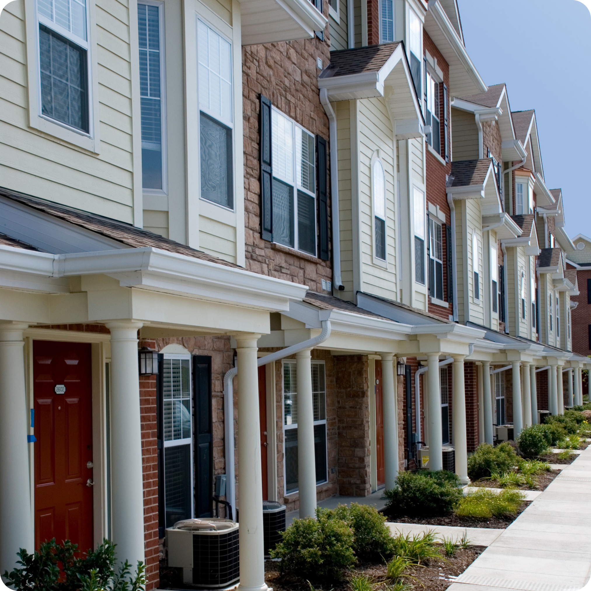 A line of a community housing development.