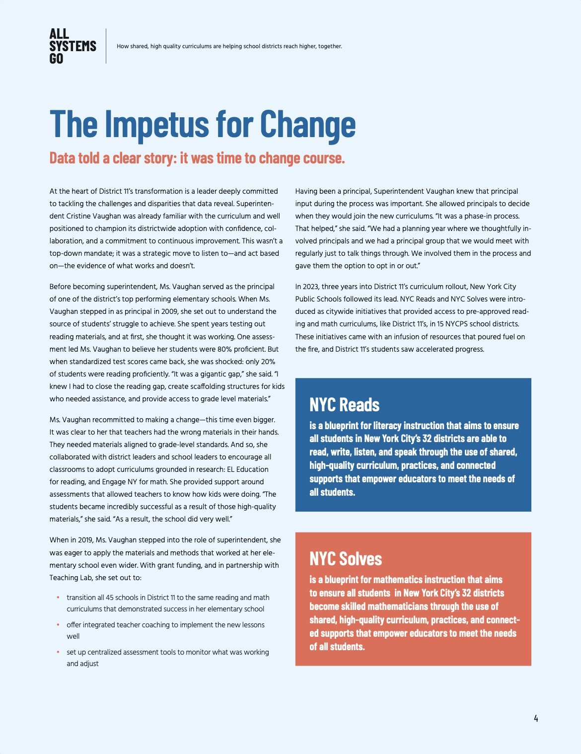 Case Study page titled "The Impetus for Change"