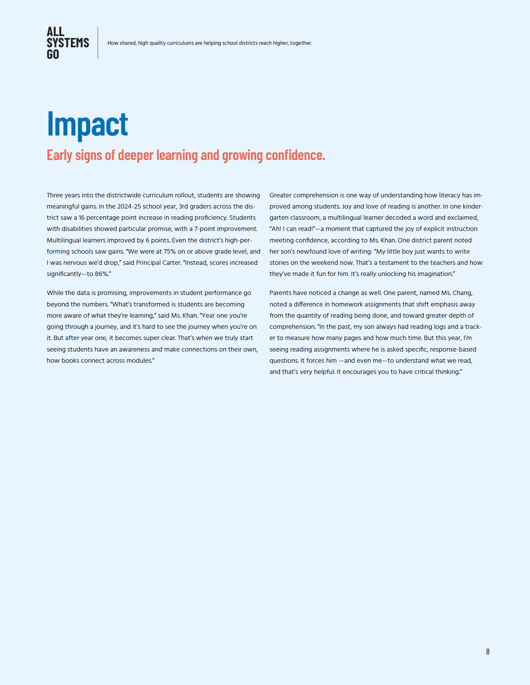Report page titled "Impact"