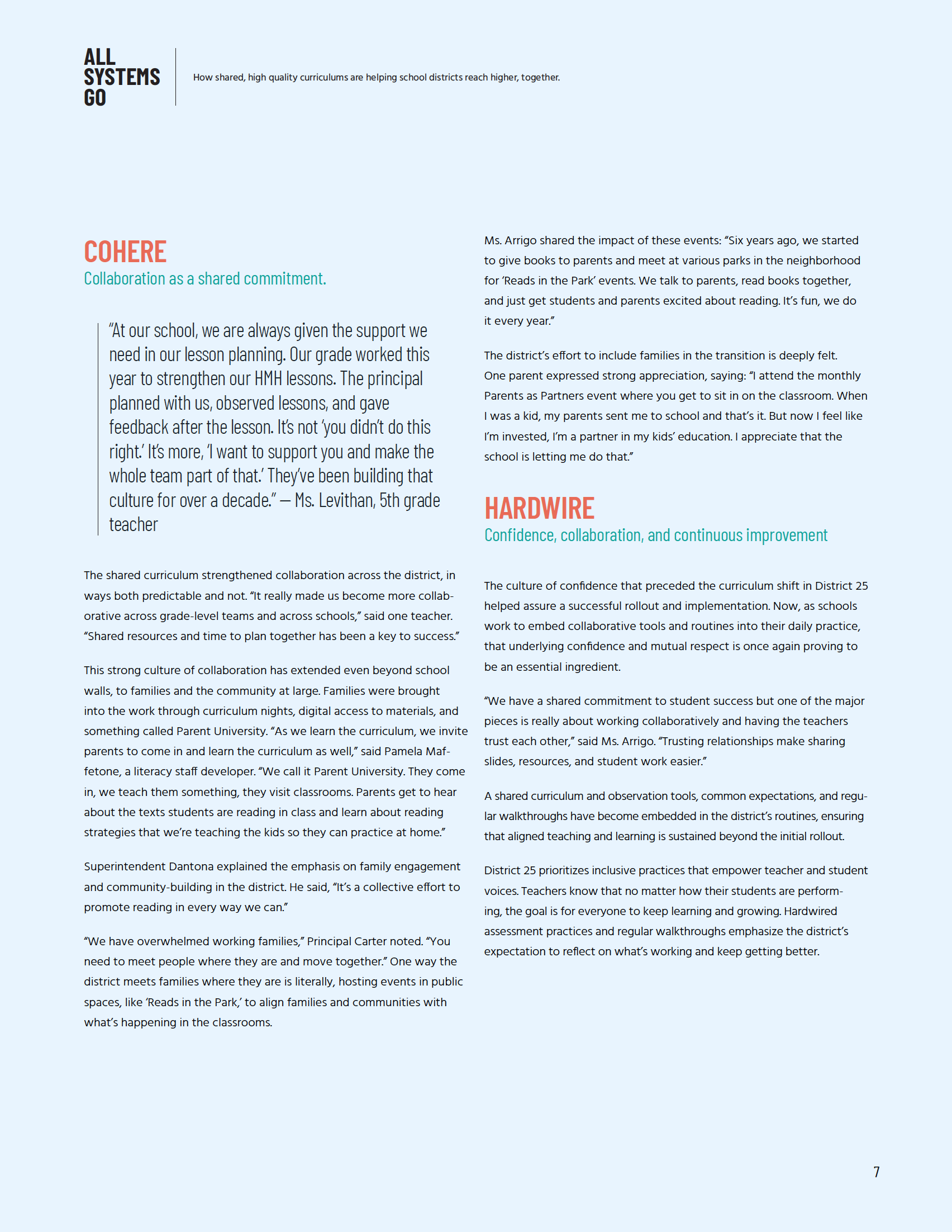 Interior report page with subtitle "Cohere" at the top