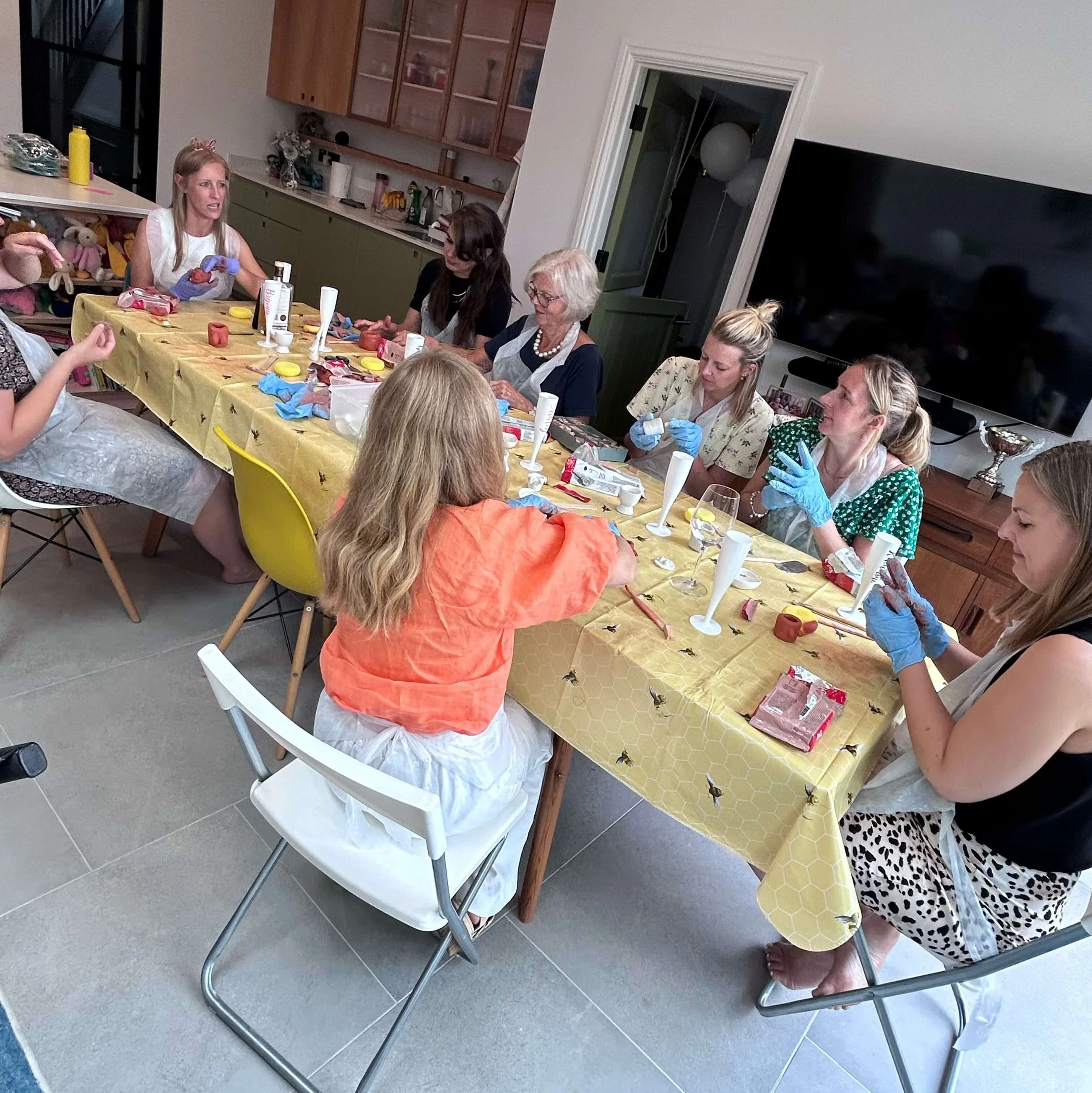 clay boob pot making hen party