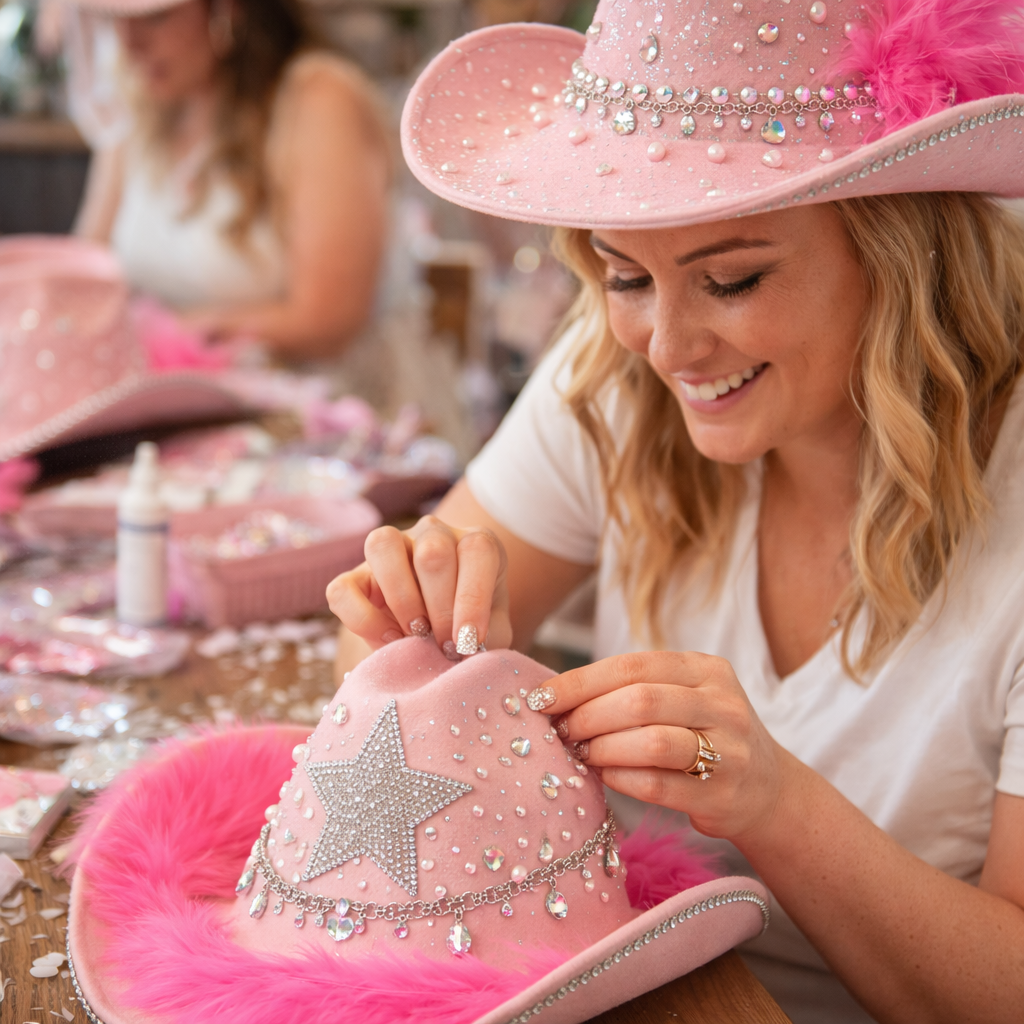 cowboy hat decorating hen party