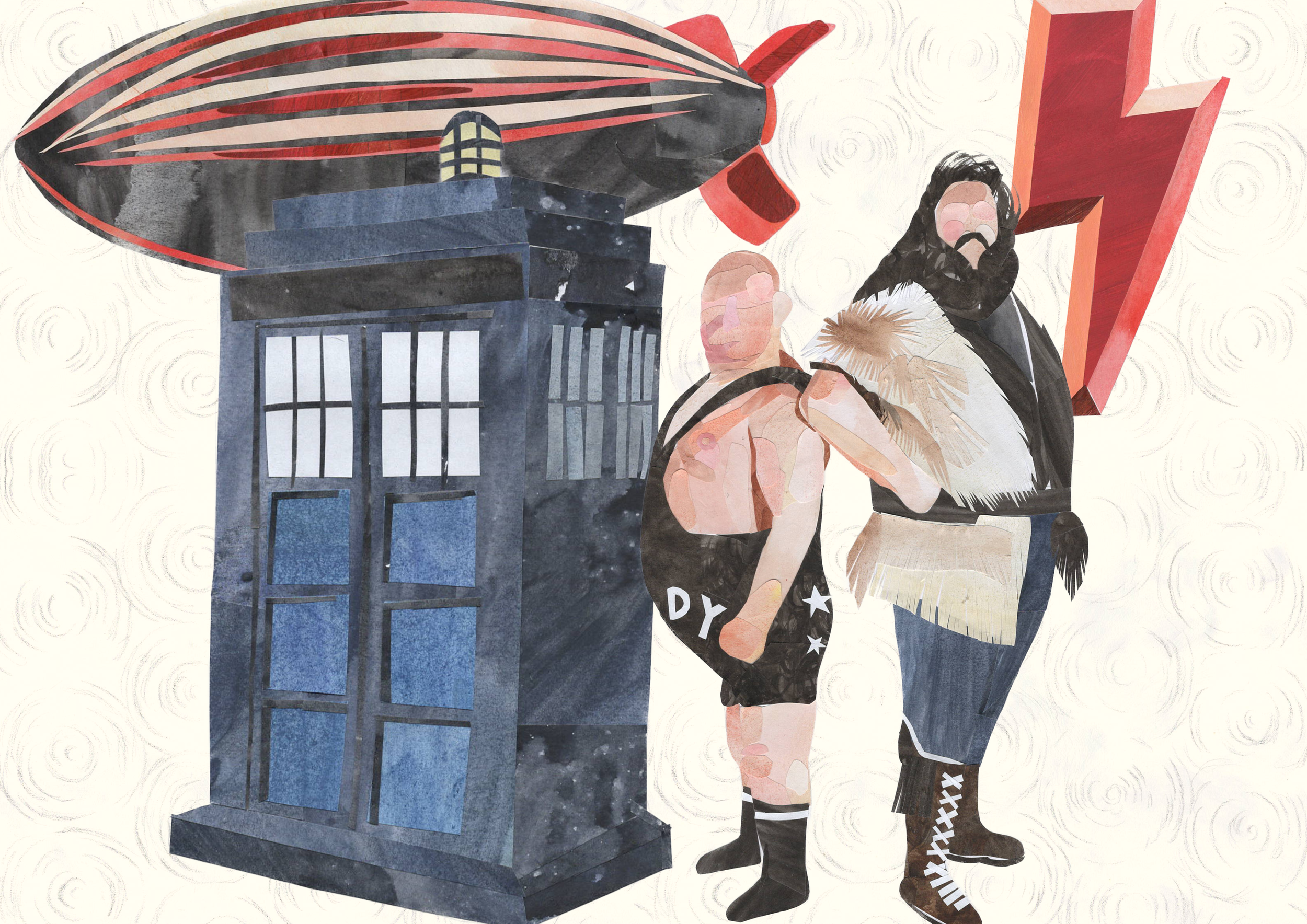 1970s and 80s childhood memories, including Big Daddy and Giant Haystacks, AC/DC, Led Zeppelin, and the TARDIS.