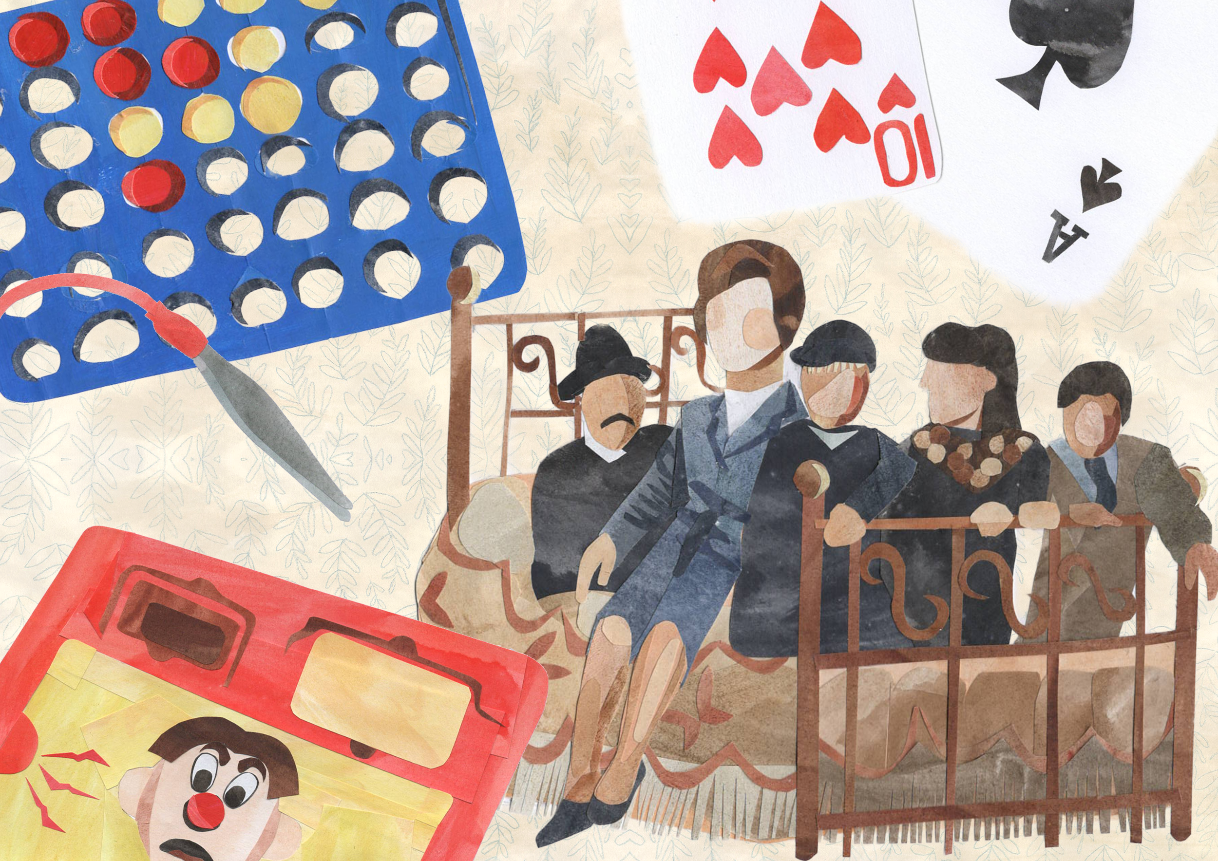 1970s and 80s childhood game and entertainment memories, including Bedknobs and Broomsticks, playing cards, Operation, and Connect 4.