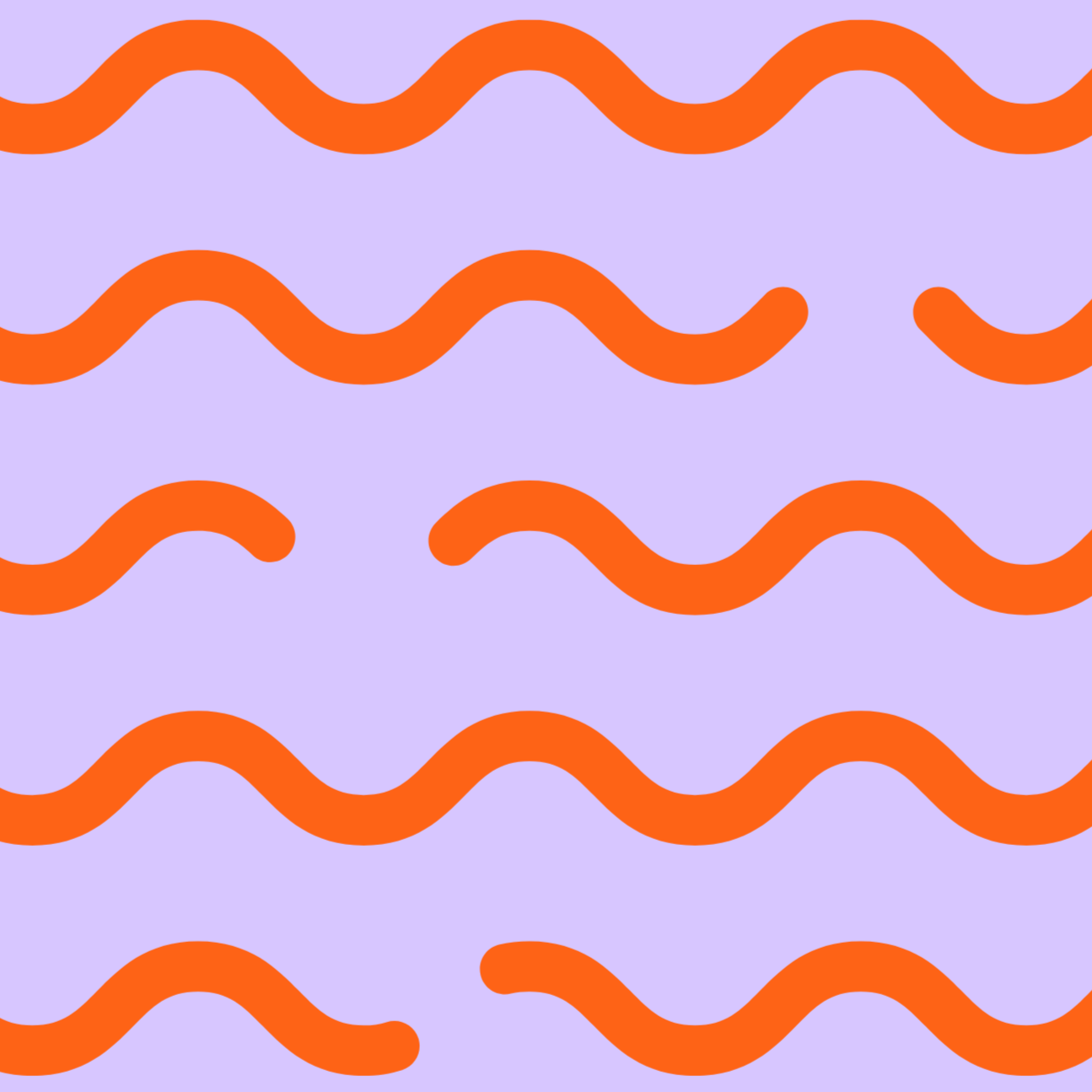 Pattern with orange wavy lines on a light purple background.