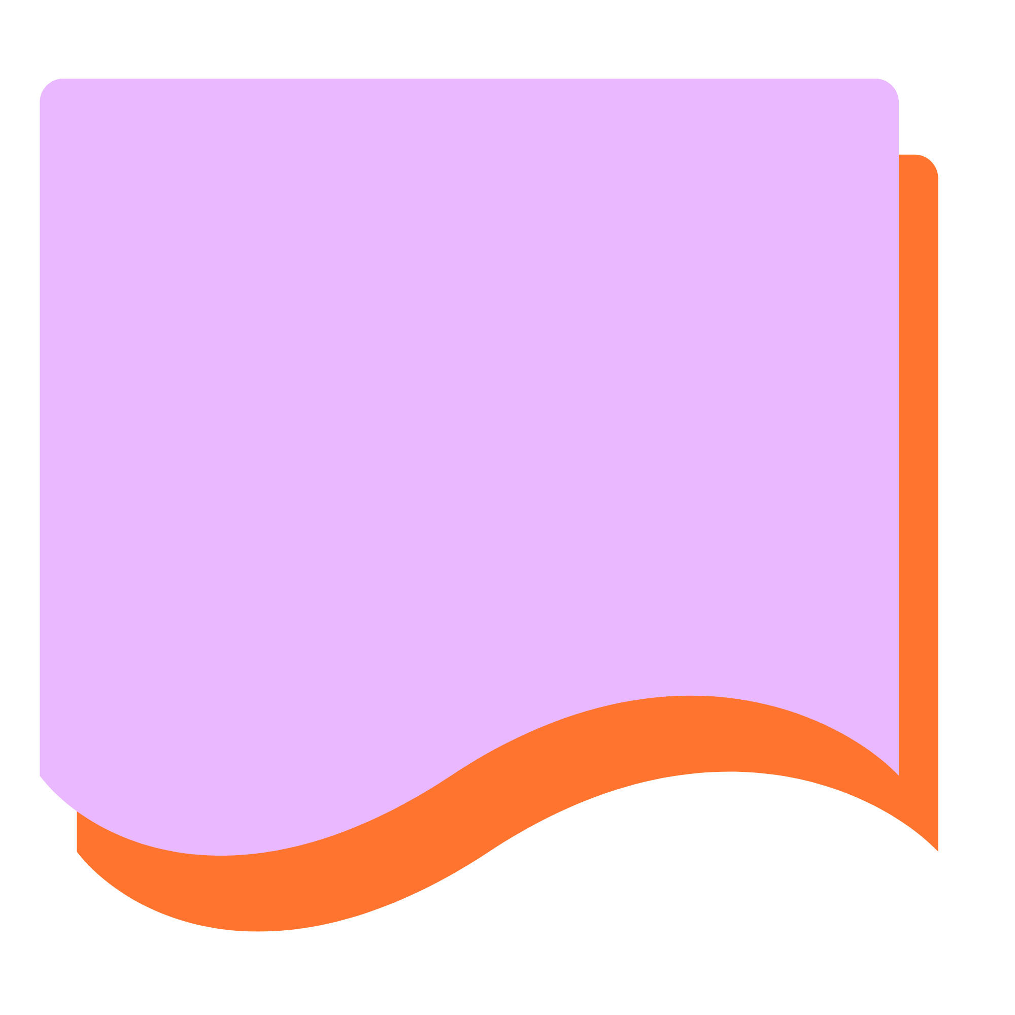 A colorful abstract graphic design with a large light purple shape overlapping an orange shape, featuring curved edges and a minimalist style.