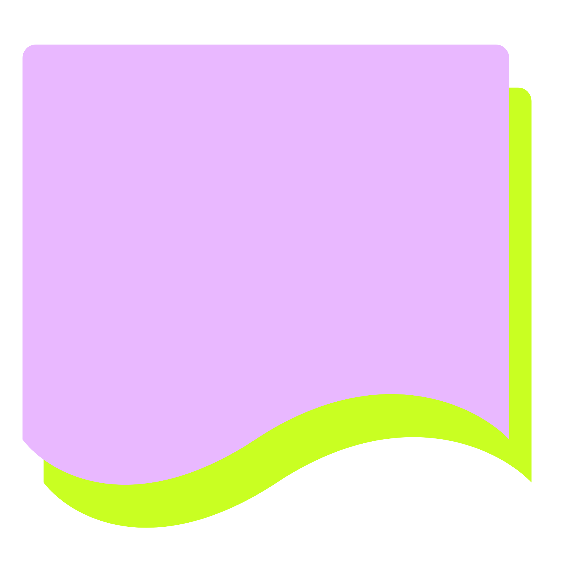 An illustration of a stylized purple chat bubble with a green curved tail.