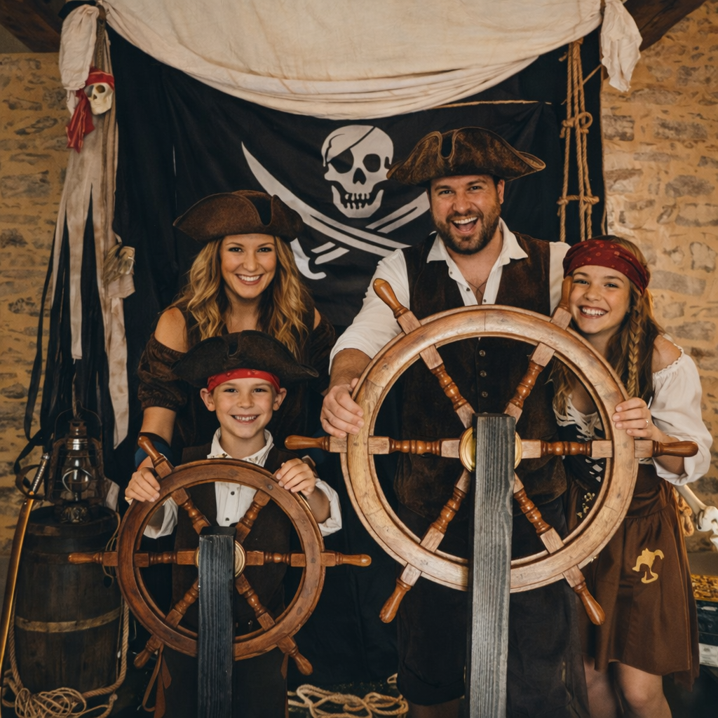 Décor pirate avec gouvernail lors d’un événement privé à Nantes – location décor immersif