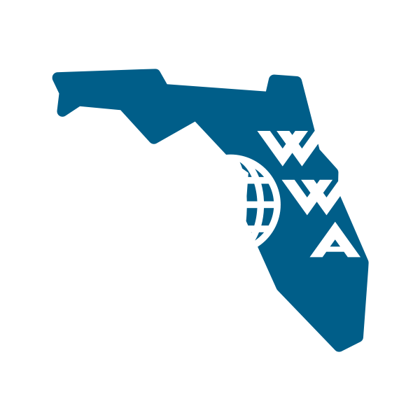 A map of the state of Florida with the letters 'WWA' inside it.