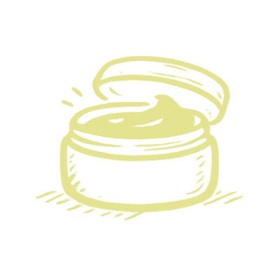 A sketch of an open jar of nappy rash cream or ointment with the lid resting on top.