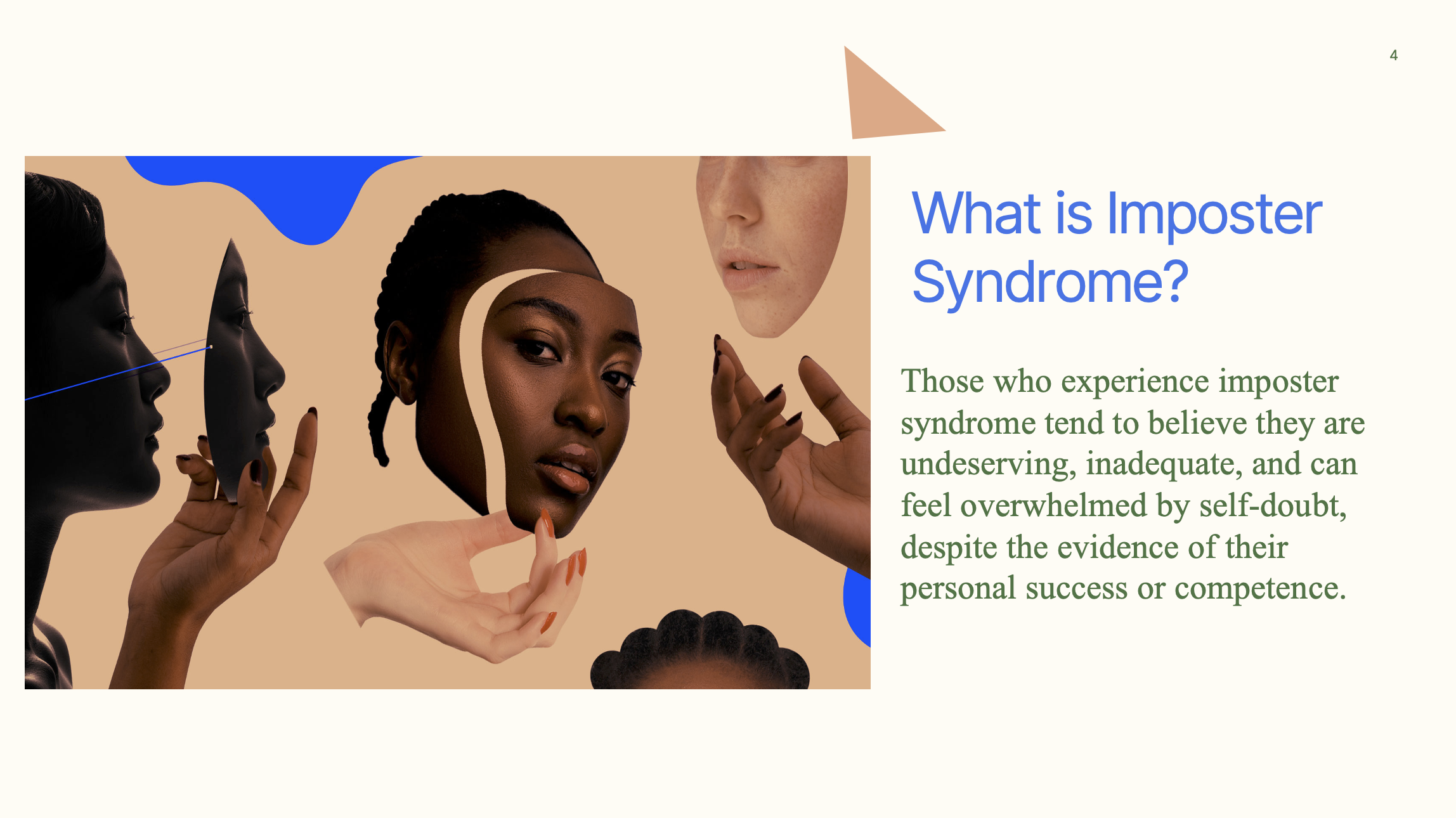 An abstract image of a person lifting a mask off their face, powerpoint slide