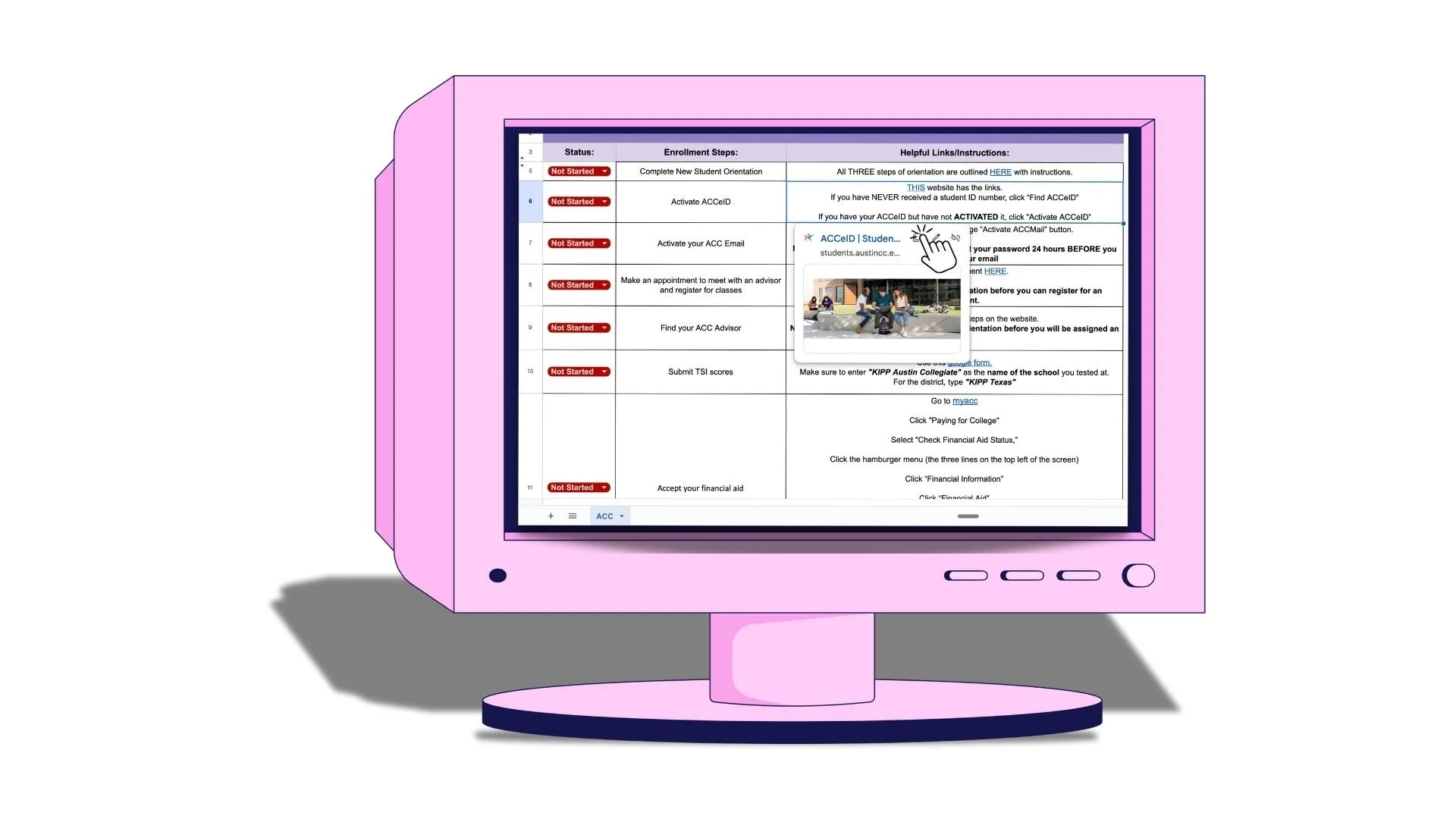 Image of student enrollment checklist