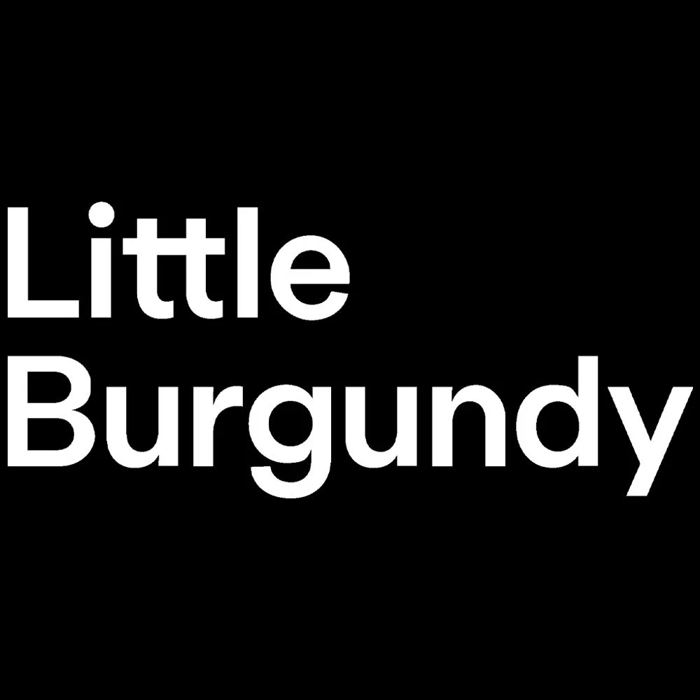 Black background with white logo that reads 'Little Burgundy'