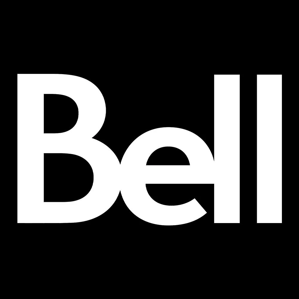Black background with the white, stylized Bell logo in the centre.