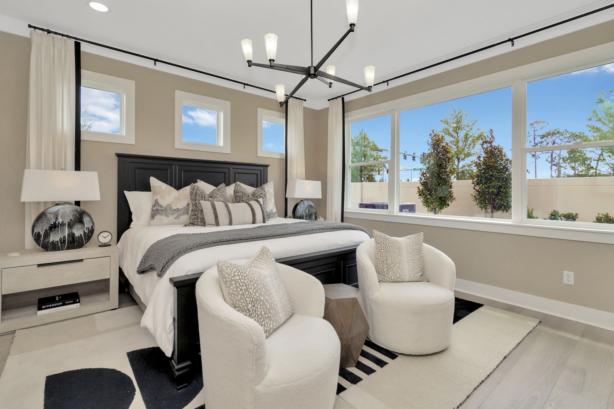 The Primary Bedroom of  DRB Homes Cocoplum Model at Primrose at Longleaf in New Port Richey, FL.