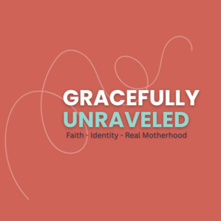 gracefully unraveled logo on coral background with squiggle line