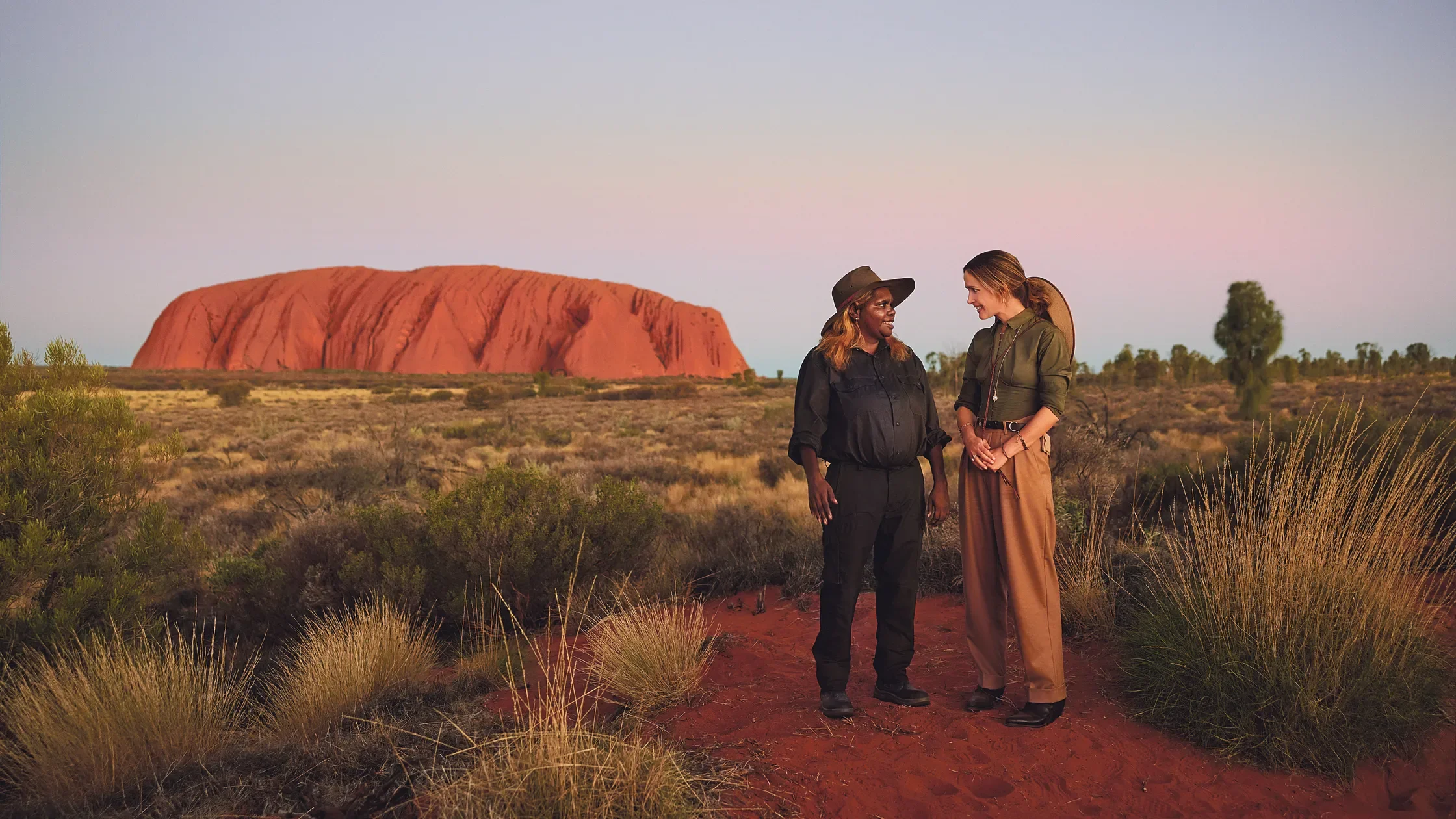 Rose Byrne © Tourism Australia BTS - Rose Byrne, Charmaine Kulitja -  Come and Say G_day - Uluru-Kata Tjuta National Park, Northern Territory.webp
