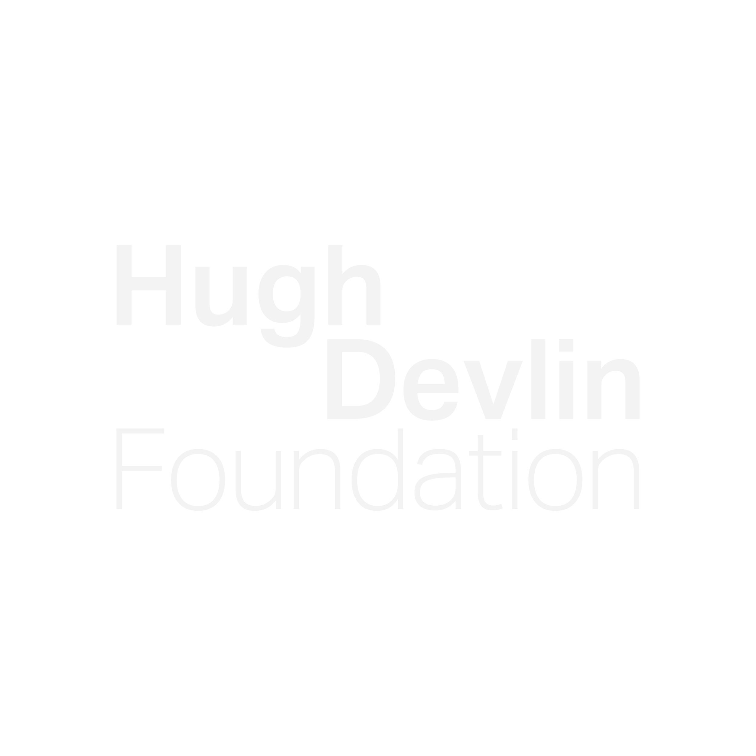 Black background with white text displaying 'Hugh Devlin Foundation' in large font.