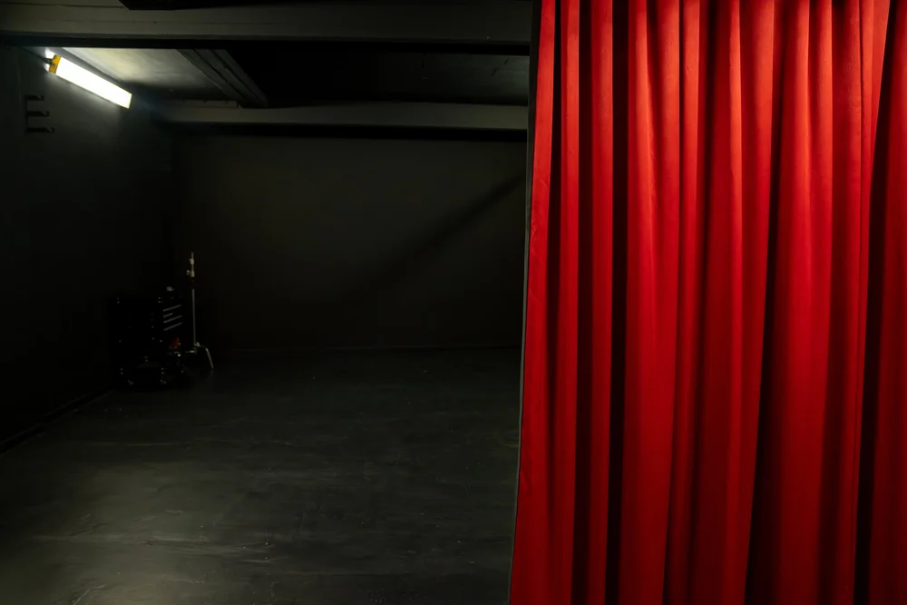 Editorial lighting in blackout studio
