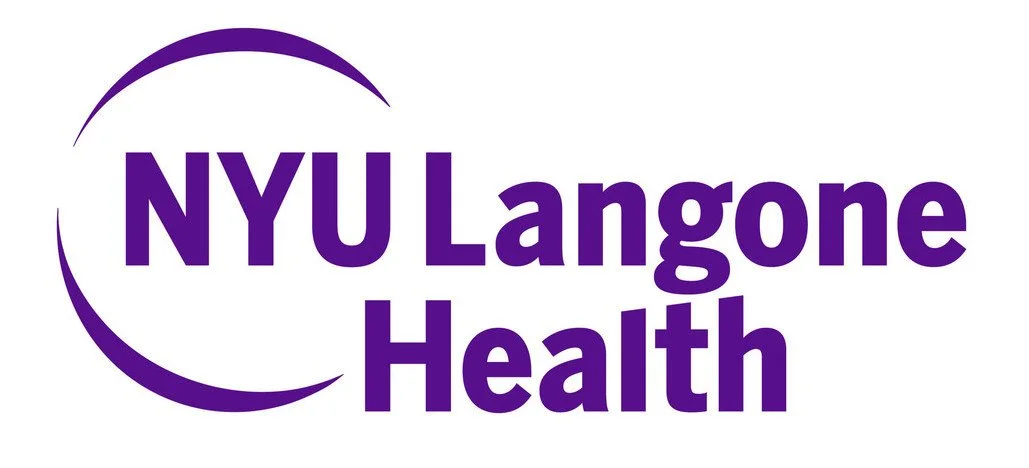 NYU Langone Health logo with purple text and semi-circular design