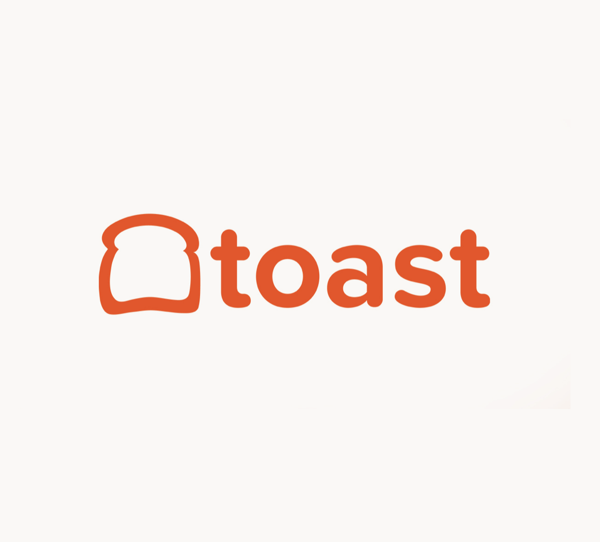 Logo with a slice of bread and the word 'toast' in lowercase letters.