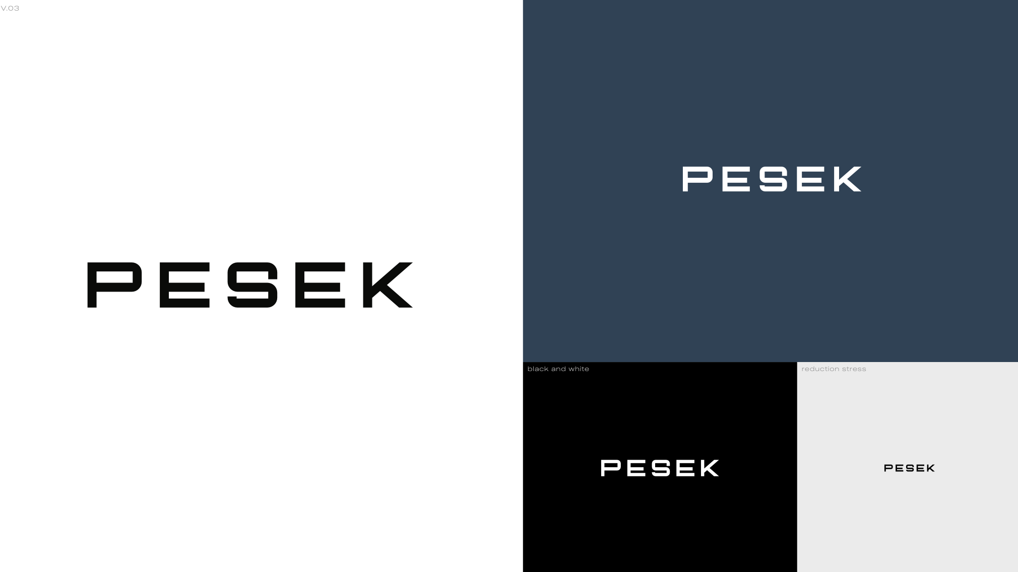 Four different color and style variations of the word 'PESEK' in bold, uppercase font.