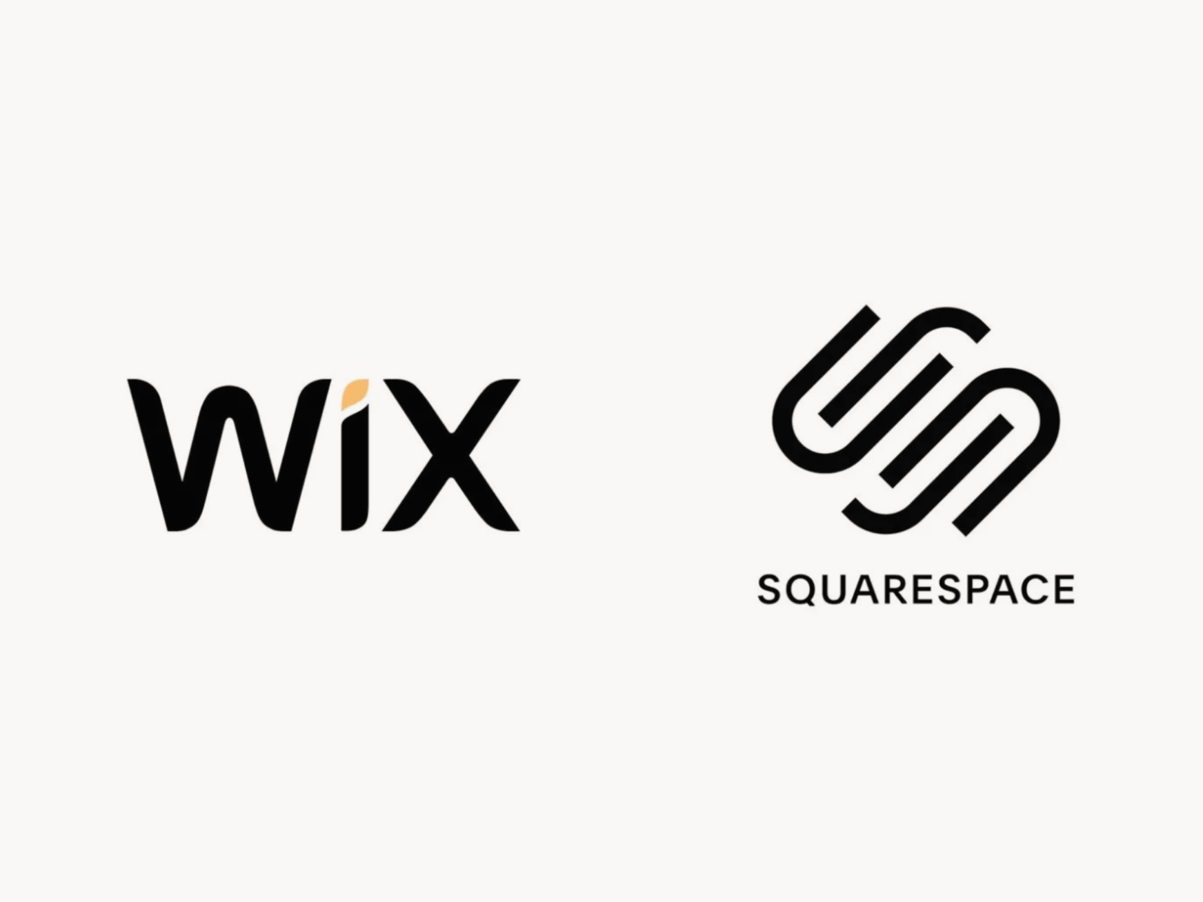Wix and Squarespace logos side by side on a light gray background.