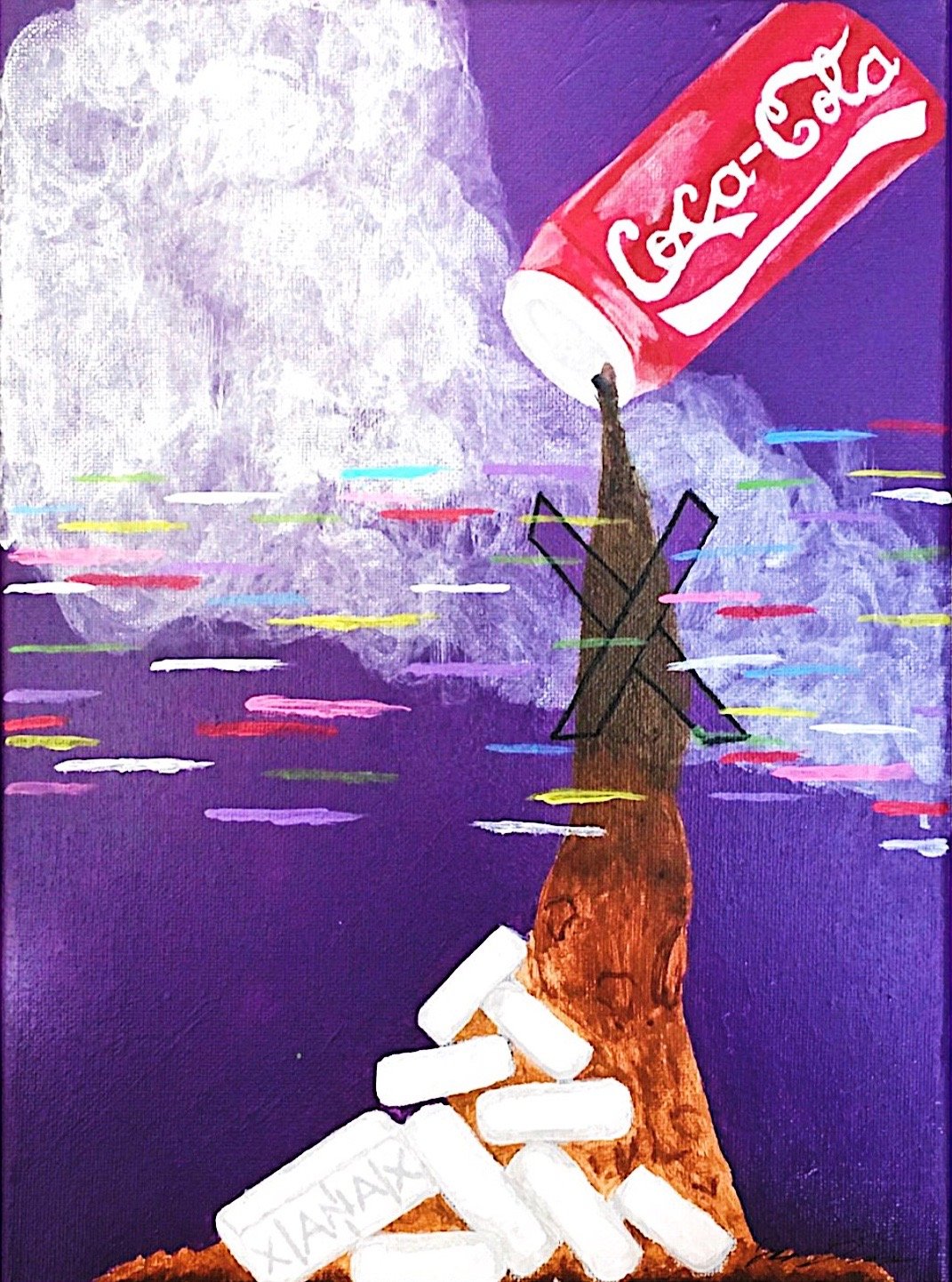 Xanny ( inspired by Billie Eilish - Xanny) 
2019
Acrylic on Canvas 
9in x 12in