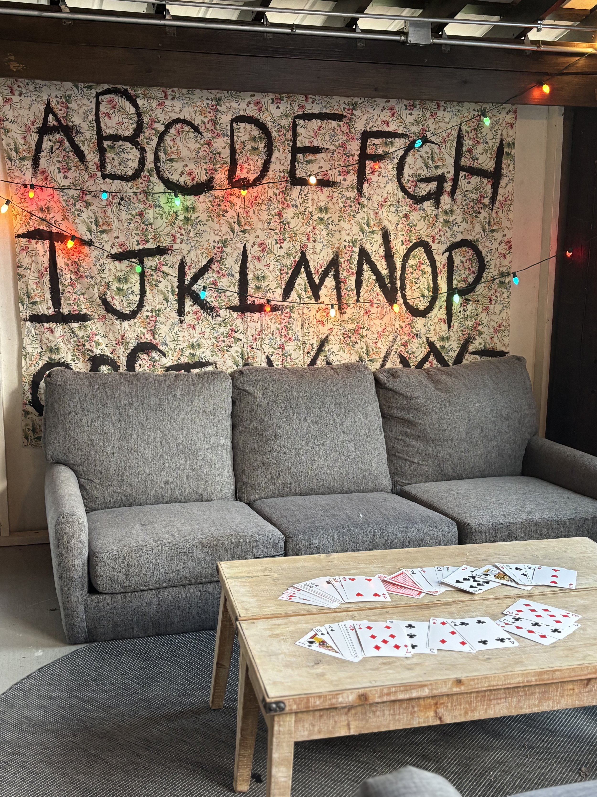 Stranger things "Alphabet Wall" 
2026
Acrylic on fabric 