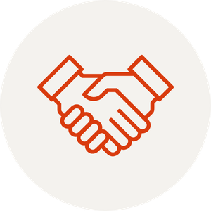 Outline of two hands shaking.