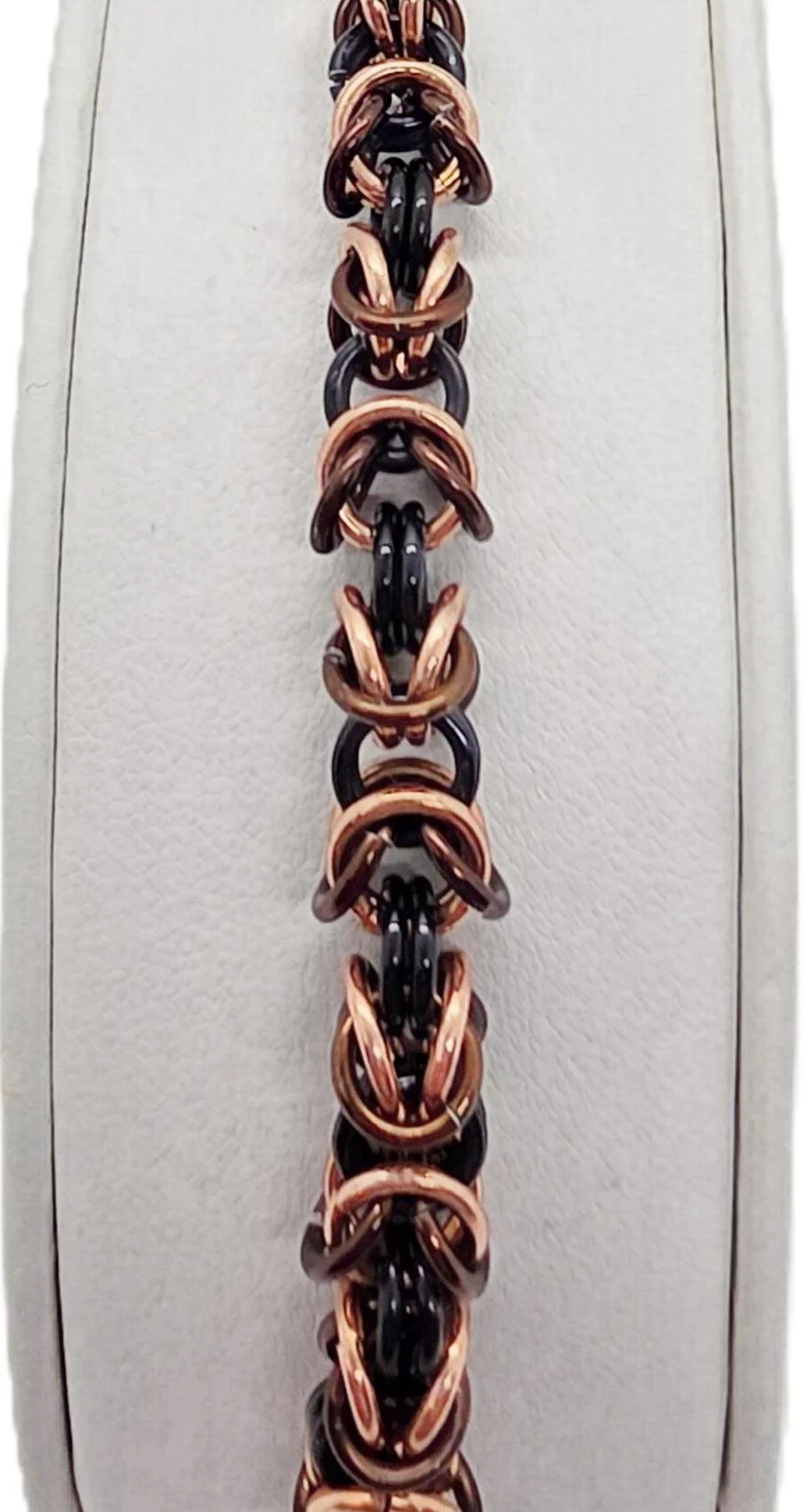 Black, Brown, Copper Chainmail Bracelet 2026 - Close Up.JPG