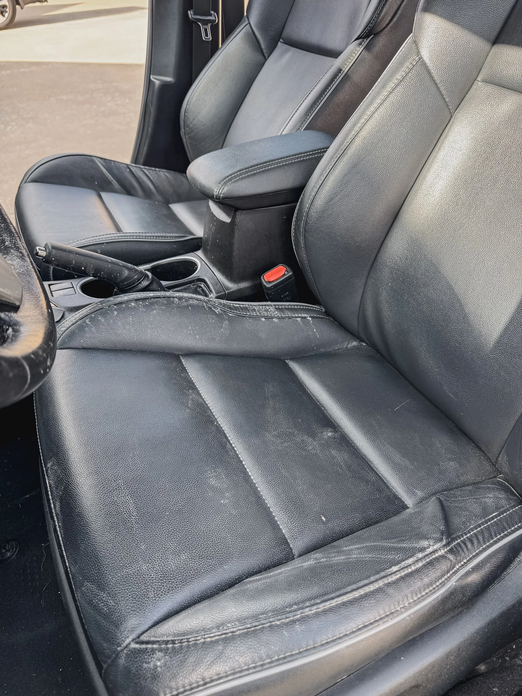 Deep interior car cleaning and stain removal before and after