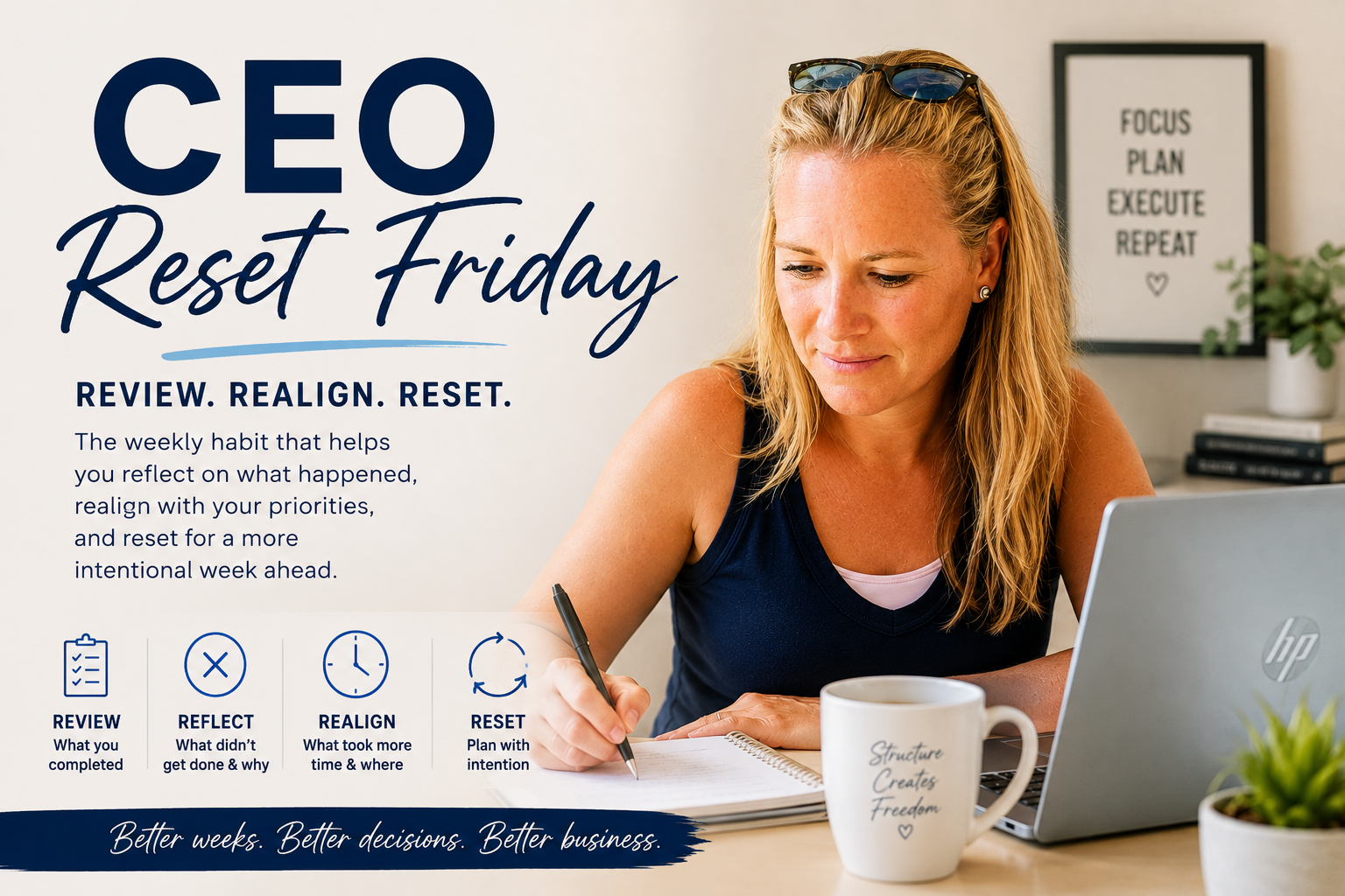 CEO Reset Friday: The Weekly Habit That Helps You Run Your Business Instead of Chase It