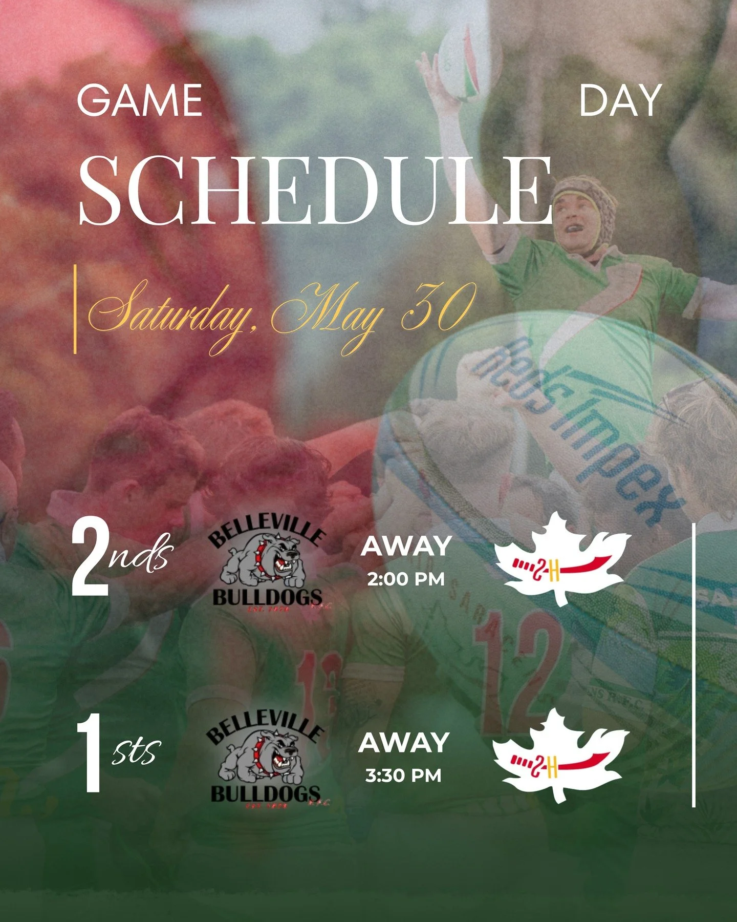 On the road. Tomorrow the lads take it to Belleville.

2nds kick off at 2:00 PM.
1sts follow at 3:30 PM.

Green and White. 🟢⚪