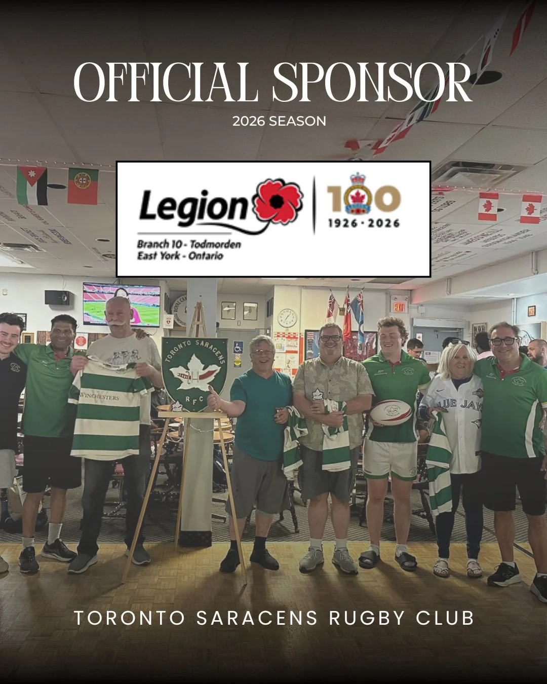 Proud to welcome Royal Canadian Legion Branch 10 &ndash; Todmorden, East York as an Official Sponsor of the 2026 Toronto Saracens season.

The Legion has been a cornerstone of this community for 100 years. We're honoured to carry that spirit onto the